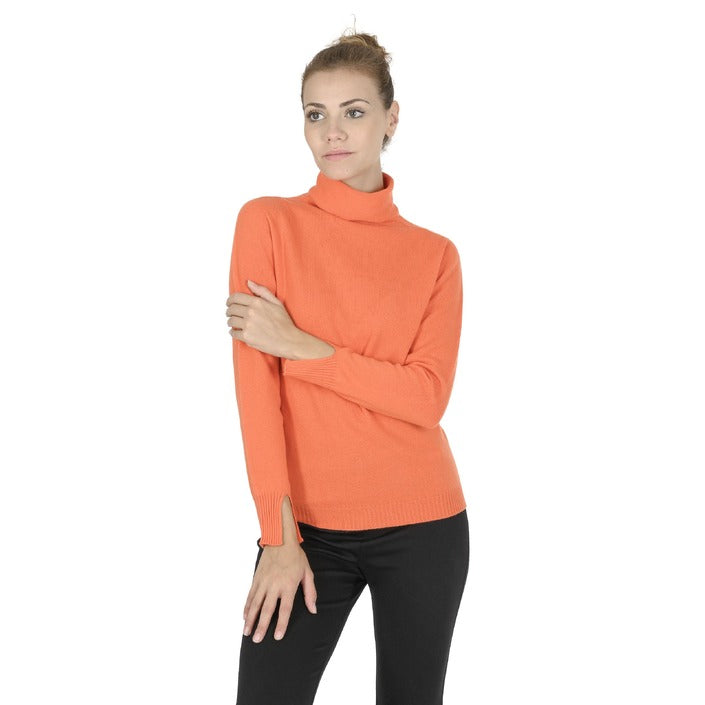 Crown of Edinburgh Cashmere Womens Turtleneck Sweater ORANGE