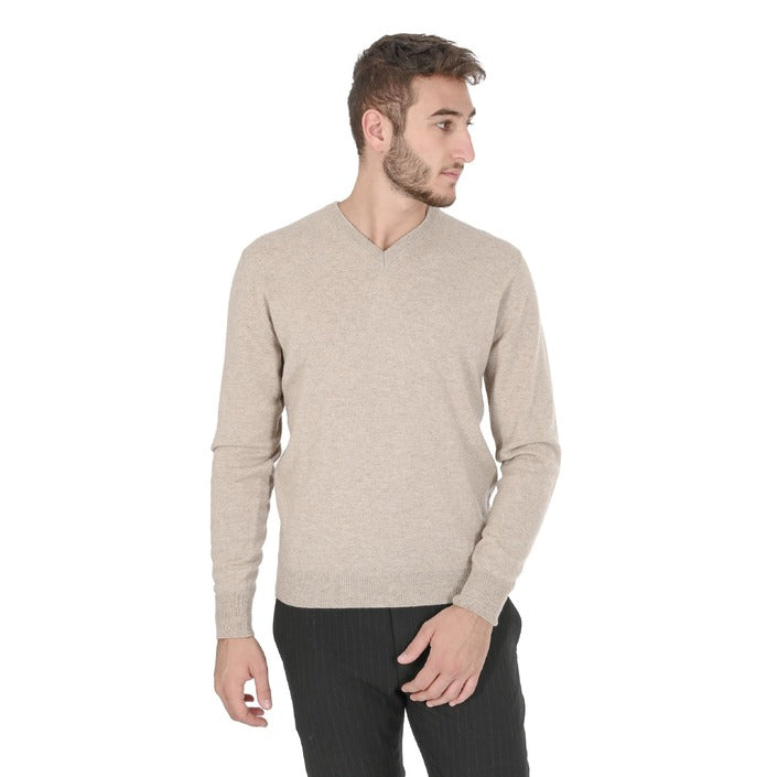 Crown of Edinburgh Cashmere Men's V Neck Sweater BEIGE