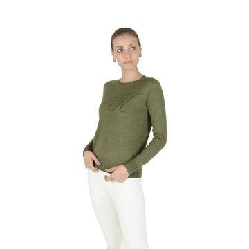 Crown of Edinburgh Cashmere Long Sleeve GREEN LETTER K