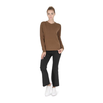 Crown of Edinburgh Cashmere Women's Round Neck Sweater LIGHT BROWN