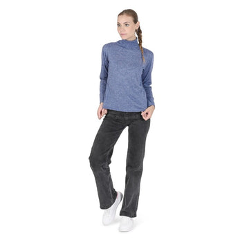 Crown of Edinburgh Cashmere Women's Turtleneck Sweater BLU MELANGE