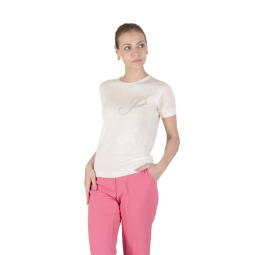 Crown of Edinburgh Cashmere Short Sleeve T-Shirt IVORY LETTER P