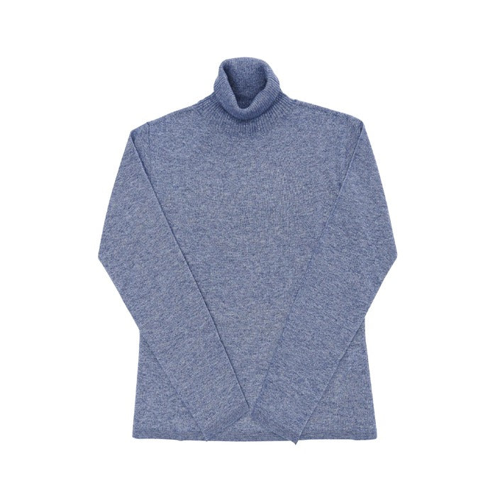 Crown of Edinburgh Cashmere Women's Turtleneck Sweater BLU MELANGE