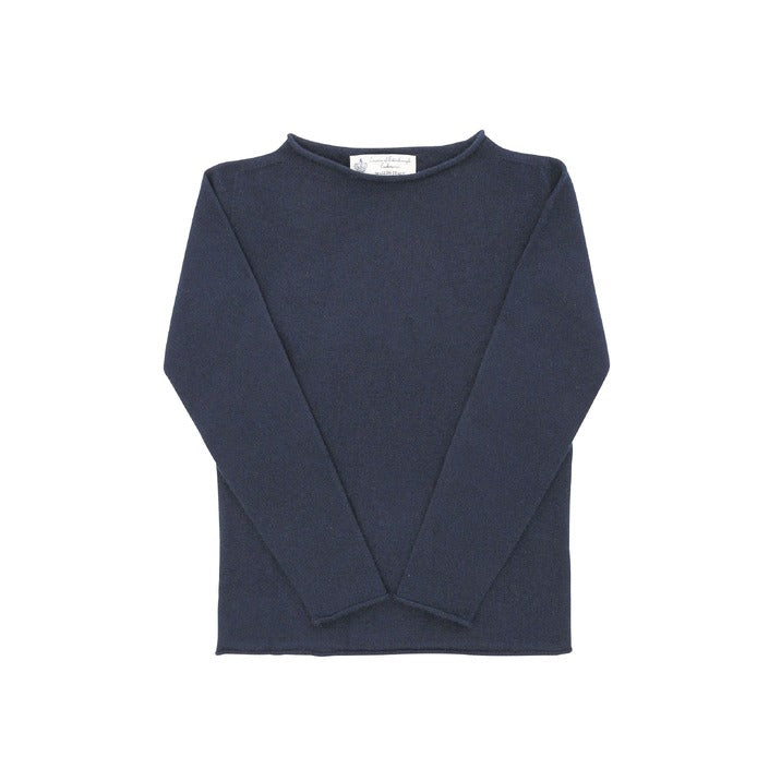 Crown of Edinburgh Cashmere Women's Boat Neck Sweater NAVY BLUE