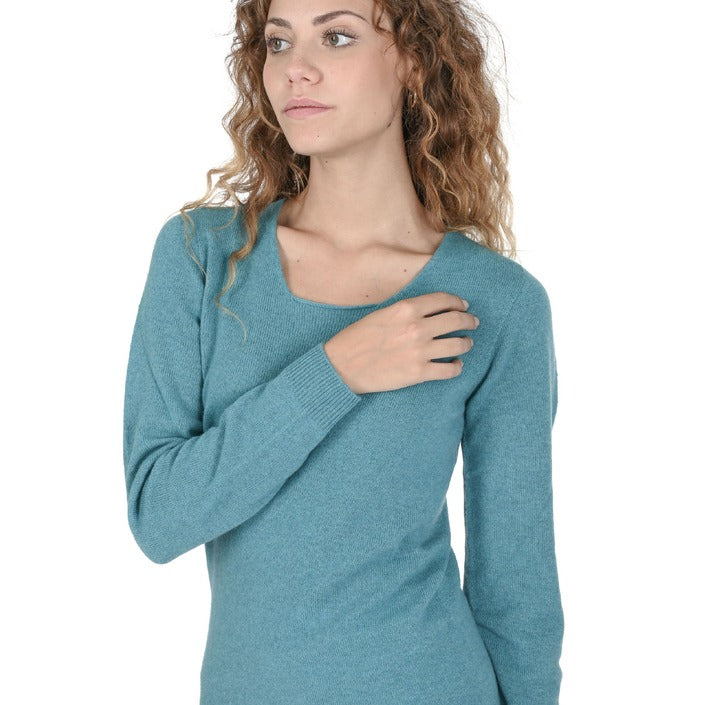Crown of Edinburgh Cashmere Women's Square Neck Sweater TURQUOISE