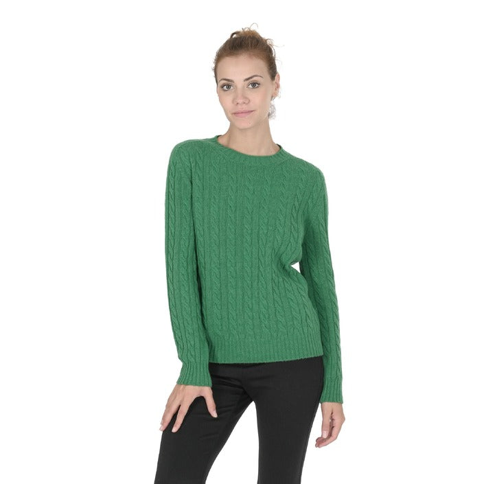 Crown of Edinburgh Cashmere Womens Round Neck Sweater GREEN