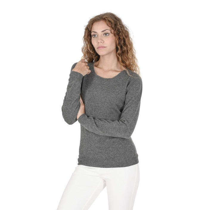 Crown of Edinburgh Cashmere Women's Square Neck Sweater SMOG