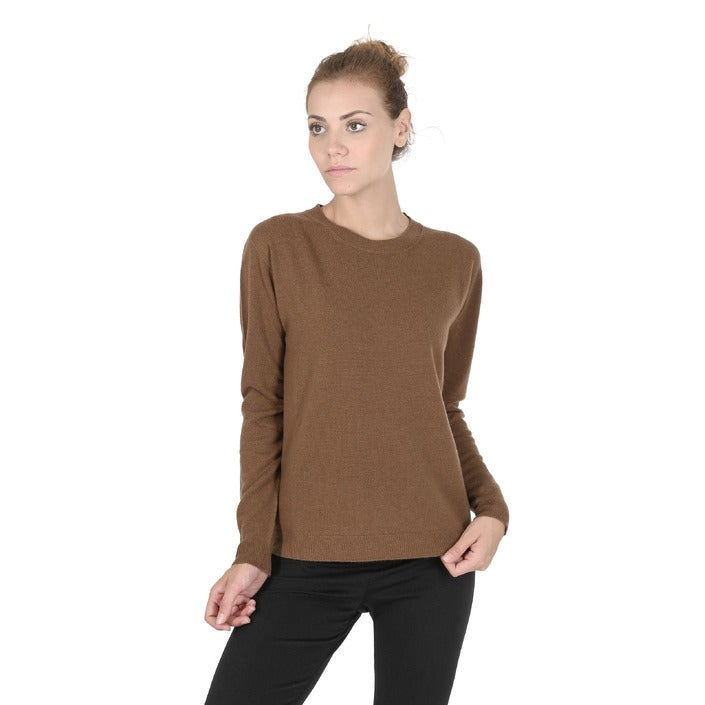 Crown of Edinburgh Cashmere Women's Round Neck Sweater LIGHT BROWN