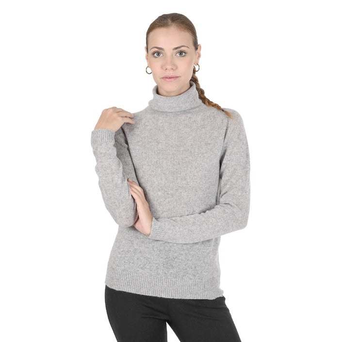Crown of Edinburgh Cashmere Women's Turtleneck Sweater LIGHT GREY