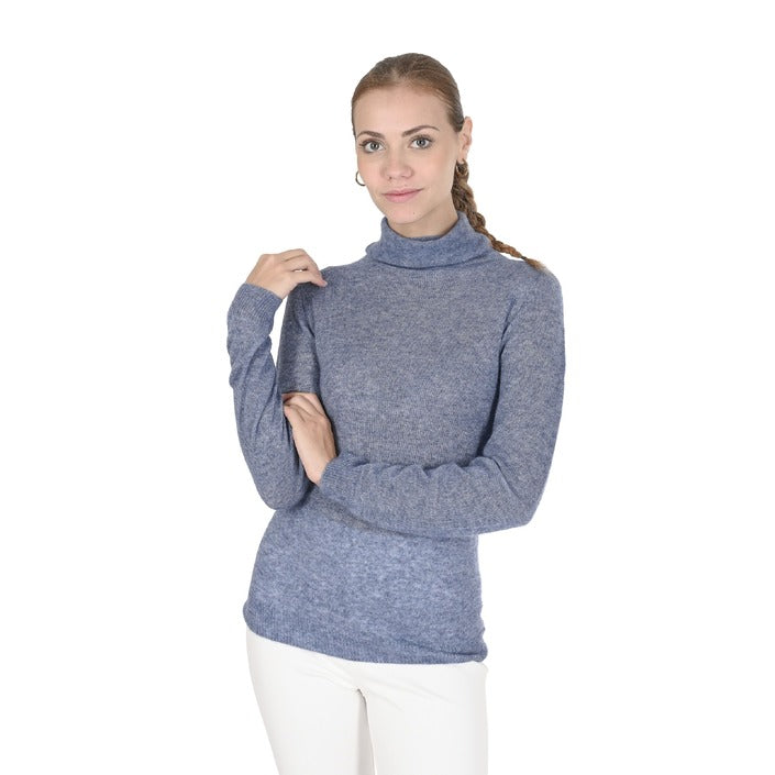 Crown of Edinburgh Cashmere Women's Turtleneck Sweater BLUE MELANGE