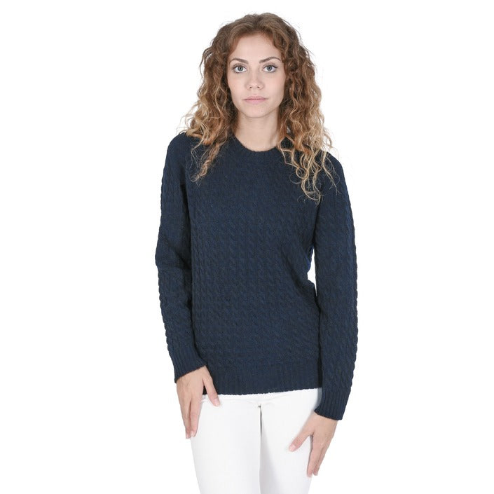 Crown of Edinburgh Cashmere Women's Round Neck Sweater NAVY BLUE