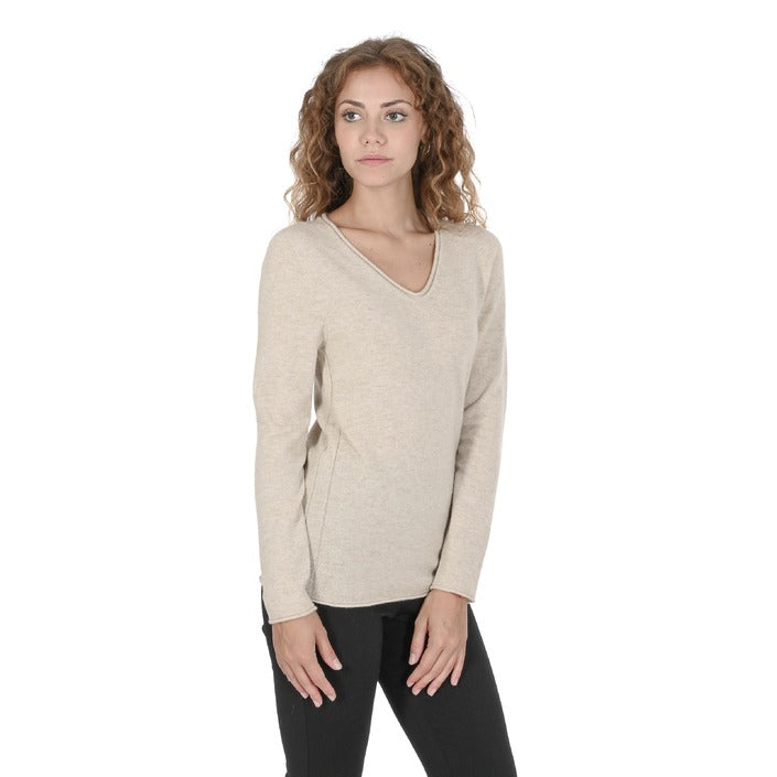 Crown of Edinburgh Cashmere Women's V Neck Sweater BEIGE