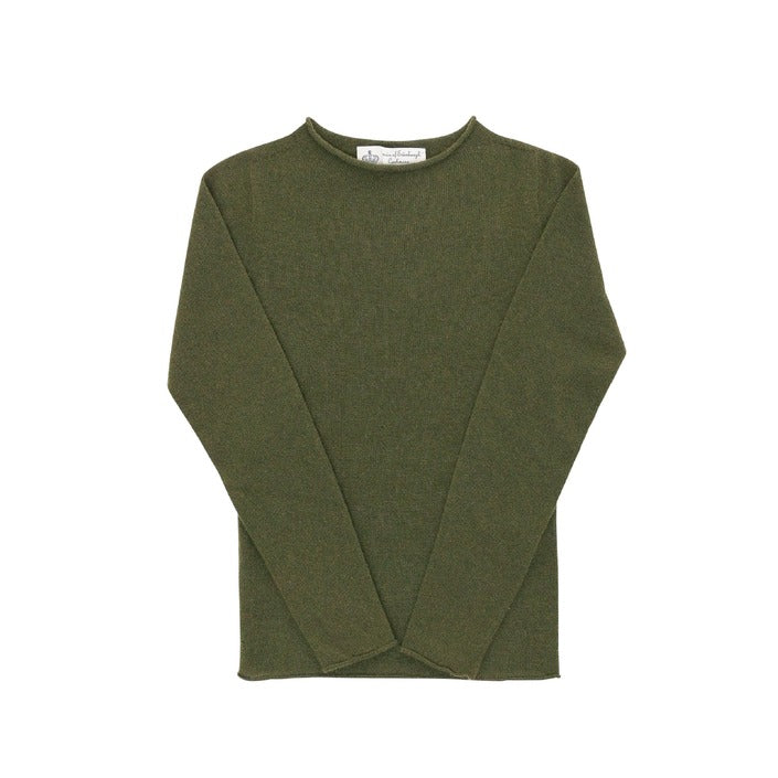 Crown of Edinburgh Cashmere Women's Boat Neck Sweater OLIVE GREEN