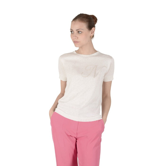 Crown of Edinburgh Cashmere Short Sleeve IVORY LETTER N