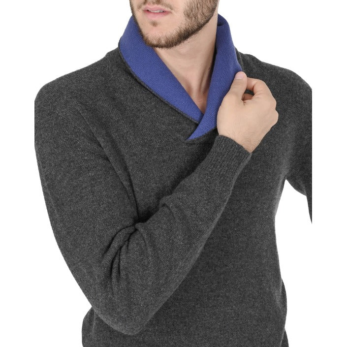 Crown of Edinburgh Cashmere Men's Shawl Collar Sweater NAVY