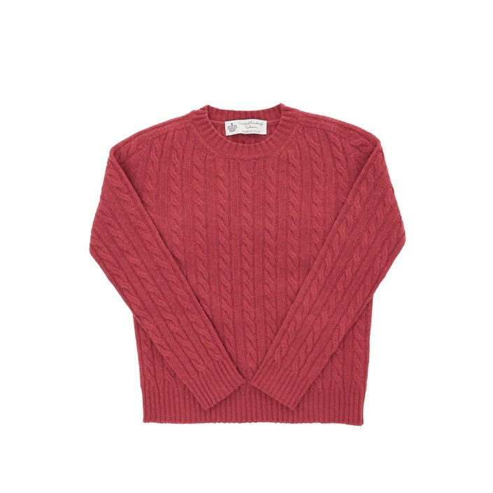 Crown of Edinburgh Cashmere Women's Round Neck Sweater RED