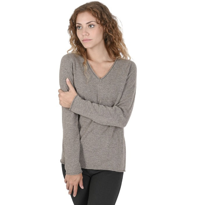 Crown of Edinburgh Cashmere Womens V Neck Sweater TAUPE