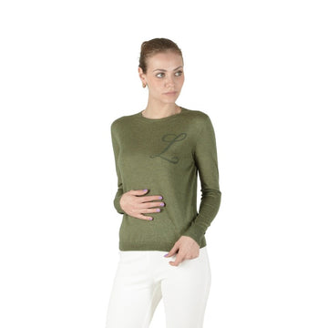 Crown of Edinburgh Cashmere Long Sleeve GREEN LETTER L