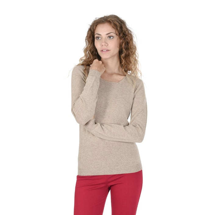 Crown of Edinburgh Cashmere Women's Square Neck Sweater SAND