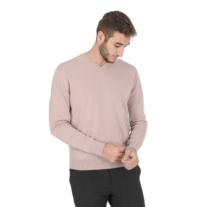 Crown of Edinburgh Cashmere Men's V Neck Sweater DUSTY PINK
