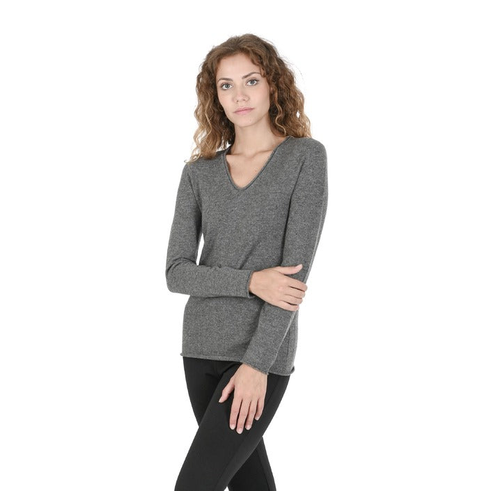 Crown of Edinburgh Cashmere Women's V Neck Sweater GREY