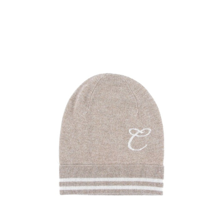 Crown of Edinburgh Cashmere Monogrammed Beanie BRUNTSFIELD CAMEL C