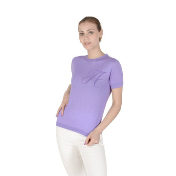 Crown of Edinburgh Cashmere Short Sleeve T-Shirt LILAC LETTER A