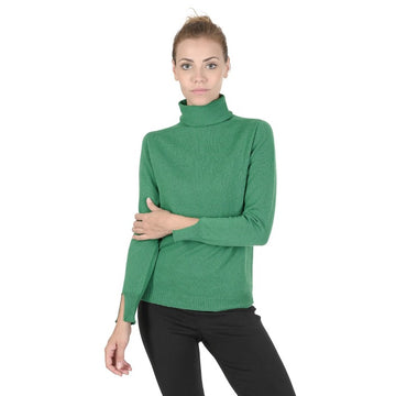 Crown of Edinburgh Cashmere Women's Turtleneck Sweater GREEN