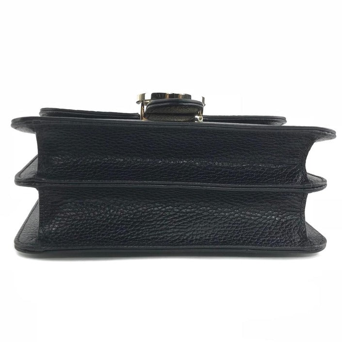 Gucci Interlocking Leather Bag with Chain Black