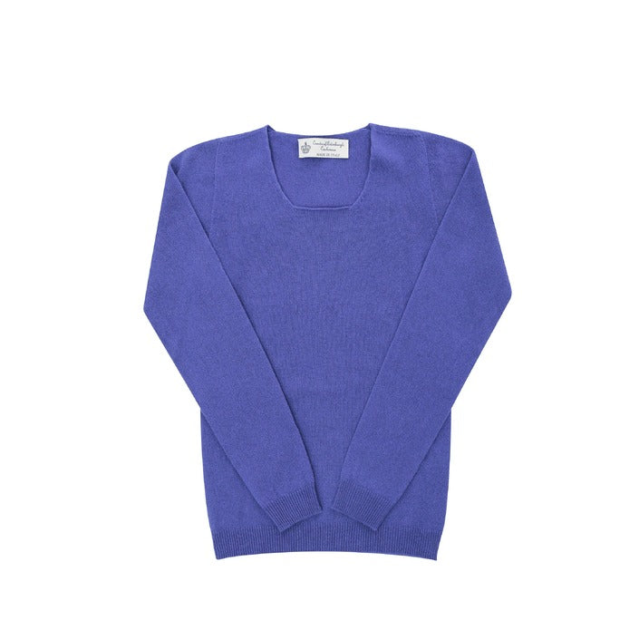 Crown of Edinburgh Cashmere Women's Square Neck Sweater ROYAL BLUE