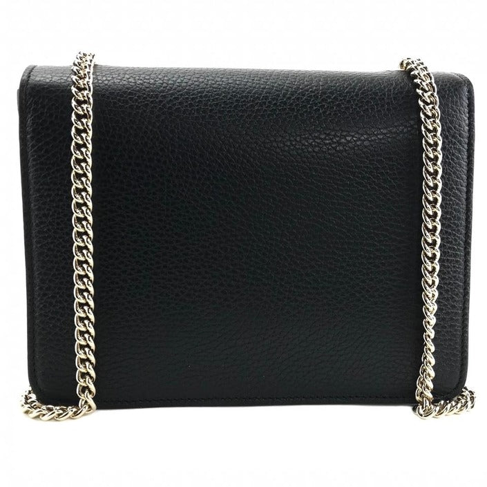 Gucci Interlocking Leather Bag with Chain Black