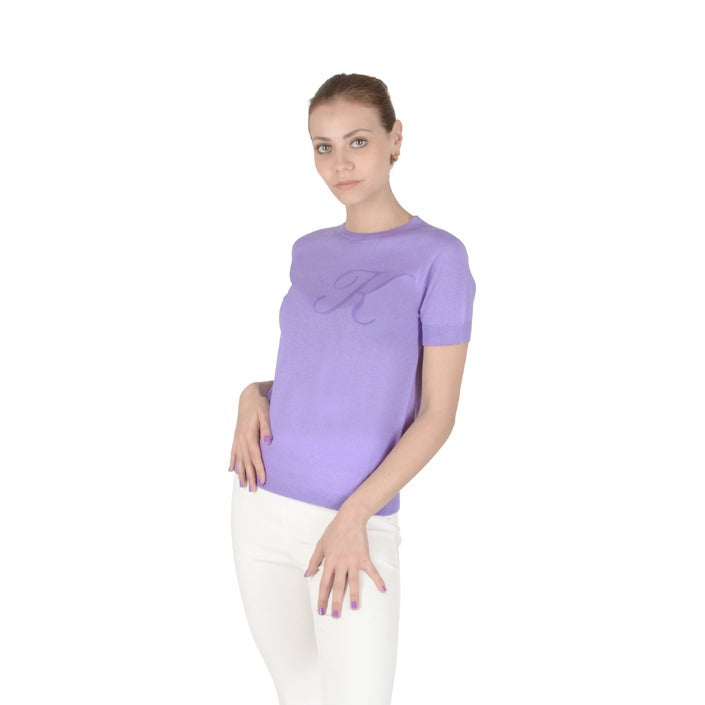 Crown of Edinburgh Cashmere Short Sleeve T-Shirt LILAC LETTER K
