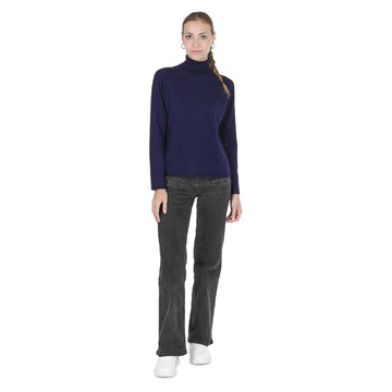 Crown of Edinburgh Cashmere Women's Turtleneck Sweater NAVY BLUE