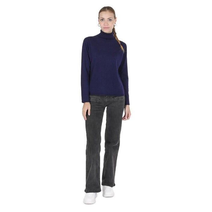 Crown of Edinburgh Cashmere Women's Turtleneck Sweater NAVY BLUE