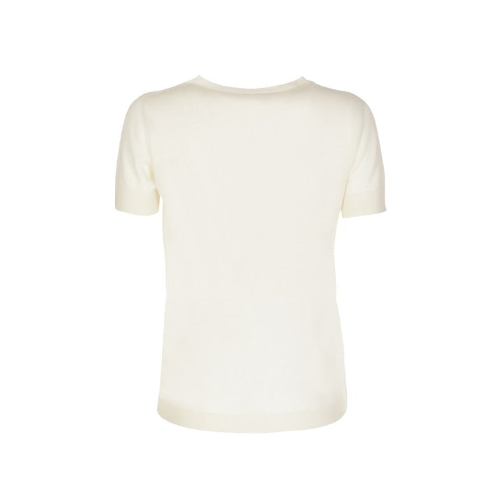 Crown of Edinburgh Cashmere Short Sleeve T-Shirt IVORY LETTER S