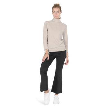 Crown of Edinburgh Cashmere Women's Turtleneck Sweater TAUPE