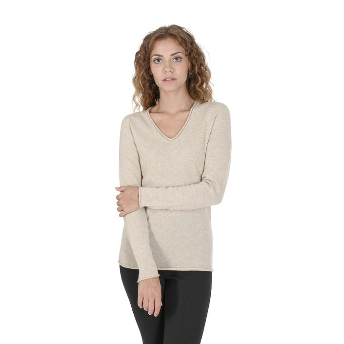 Crown of Edinburgh Cashmere Women's V Neck Sweater BEIGE