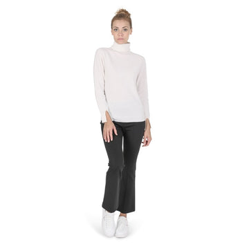 Crown of Edinburgh Cashmere Women's Turtleneck Sweater OFF WHITE