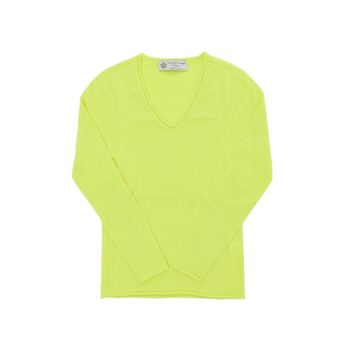 Crown of Edinburgh Cashmere Women's V Neck Sweater YELLOW