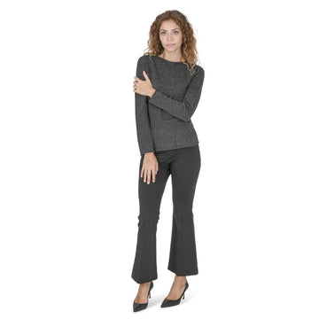 Crown of Edinburgh Cashmere Women's Boat Neck Sweater IRON GREY