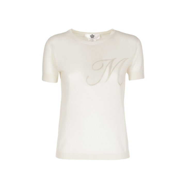 Crown of Edinburgh Cashmere Short Sleeve T-Shirts IVORY LETTER M