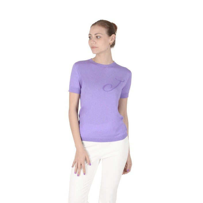 Crown of Edinburgh Cashmere Short Sleeve T-Shirt LILAC LETTER J