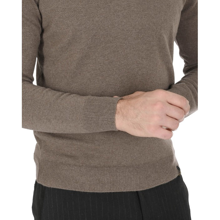 Crown of Edinburgh Cashmere Men's V Neck Sweater TAUPE