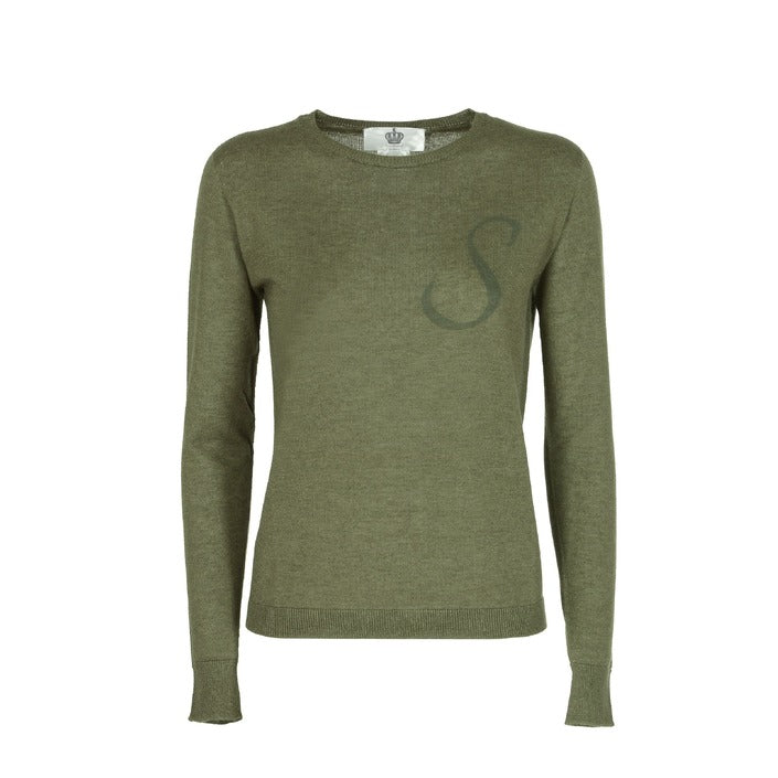 Crown of Edinburgh Cashmere Long Sleeve GREEN LETTER S
