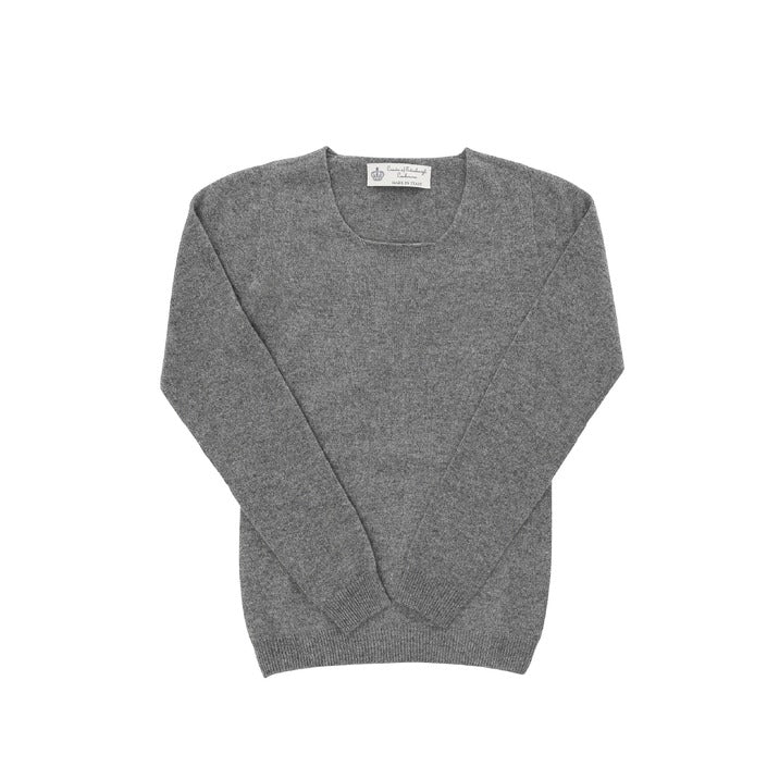 Crown of Edinburgh Cashmere Women's Square Neck Sweater SMOG