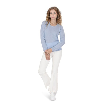 Crown of Edinburgh Cashmere Women's Square Neck Sweater LIGHT BLUE