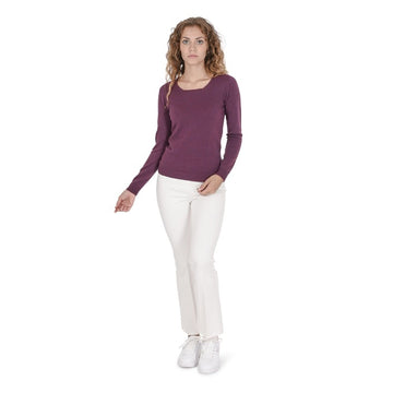 Crown of Edinburgh Cashmere Women's Square Neck Sweater BURGUNDY