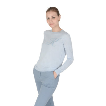 Crown of Edinburgh Cashmere Long Sleeve LIGHT BLUE LETTER K