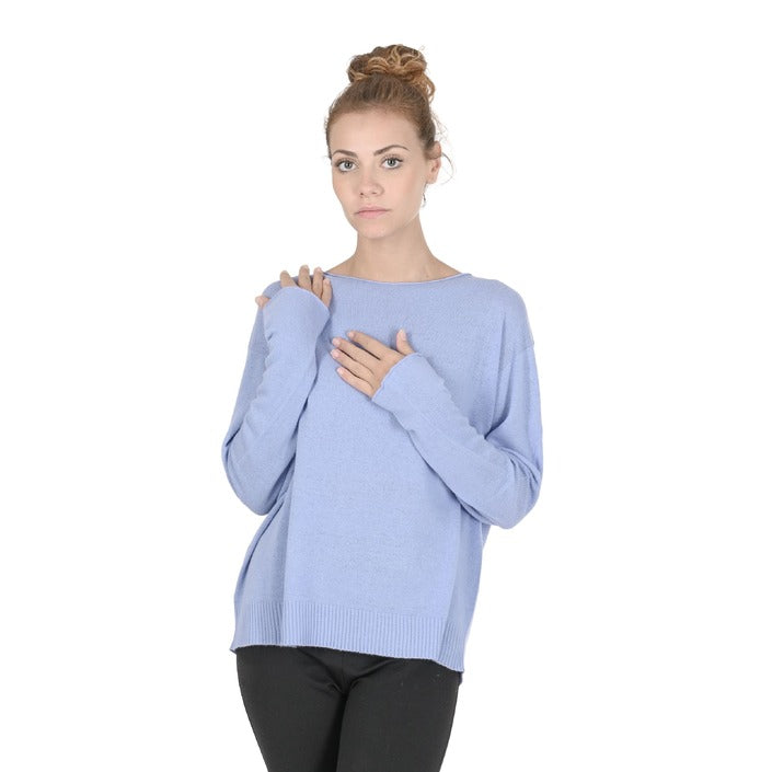 Crown of Edinburgh Cashmere Women's Oversize Boat Neck Sweater SKY BLUE