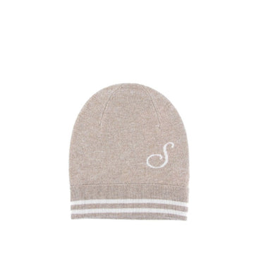Crown of Edinburgh Cashmere Monogrammed Beanie BRUNTSFIELD CAMEL S